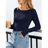 image:imageANRABESS Womens Long Sleeve Boat Neck Fitted Tops  Ribbed Slim Fit Basic Shirts Soft Stretchy Breathable Layer Tee Fall Winter Casual Work Travel Vacation Everyday WearNavy Blue