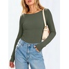 image:imageANRABESS Womens Long Sleeve Boat Neck Fitted Tops  Ribbed Slim Fit Basic Shirts Soft Stretchy Breathable Layer Tee Fall Winter Casual Work Travel Vacation Everyday WearArmy Green