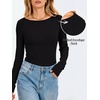 image:imageANRABESS Womens Long Sleeve Boat Neck Fitted Tops  Ribbed Slim Fit Basic Shirts Soft Stretchy Breathable Layer Tee Fall Winter Casual Work Travel Vacation Everyday WearBlack