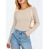 image:imageANRABESS Womens Long Sleeve Boat Neck Fitted Tops  Ribbed Slim Fit Basic Shirts Soft Stretchy Breathable Layer Tee Fall Winter Casual Work Travel Vacation Everyday WearBeige