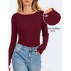 image:imageANRABESS Womens Long Sleeve Boat Neck Fitted Tops  Ribbed Slim Fit Basic Shirts Soft Stretchy Breathable Layer Tee Fall Winter Casual Work Travel Vacation Everyday WearWine Red