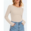 image:imageANRABESS Womens Long Sleeve Boat Neck Fitted Tops  Ribbed Slim Fit Basic Shirts Soft Stretchy Breathable Layer Tee Fall Winter Casual Work Travel Vacation Everyday WearBeige