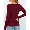 image:imageANRABESS Womens Long Sleeve Boat Neck Fitted Tops  Ribbed Slim Fit Basic Shirts Soft Stretchy Breathable Layer Tee Fall Winter Casual Work Travel Vacation Everyday WearWine Red