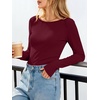 image:imageANRABESS Womens Long Sleeve Boat Neck Fitted Tops  Ribbed Slim Fit Basic Shirts Soft Stretchy Breathable Layer Tee Fall Winter Casual Work Travel Vacation Everyday WearWine Red