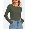 image:imageANRABESS Womens Long Sleeve Boat Neck Fitted Tops  Ribbed Slim Fit Basic Shirts Soft Stretchy Breathable Layer Tee Fall Winter Casual Work Travel Vacation Everyday WearArmy Green