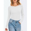 image:imageANRABESS Womens Long Sleeve Boat Neck Fitted Tops  Ribbed Slim Fit Basic Shirts Soft Stretchy Breathable Layer Tee Fall Winter Casual Work Travel Vacation Everyday WearWhite