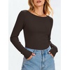 image:imageANRABESS Womens Long Sleeve Boat Neck Fitted Tops  Ribbed Slim Fit Basic Shirts Soft Stretchy Breathable Layer Tee Fall Winter Casual Work Travel Vacation Everyday WearCoffee