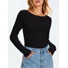 image:imageANRABESS Womens Long Sleeve Boat Neck Fitted Tops  Ribbed Slim Fit Basic Shirts Soft Stretchy Breathable Layer Tee Fall Winter Casual Work Travel Vacation Everyday WearBlack