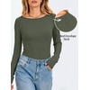 image:imageANRABESS Womens Long Sleeve Boat Neck Fitted Tops  Ribbed Slim Fit Basic Shirts Soft Stretchy Breathable Layer Tee Fall Winter Casual Work Travel Vacation Everyday WearArmy Green