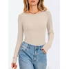 image:imageANRABESS Womens Long Sleeve Boat Neck Fitted Tops  Ribbed Slim Fit Basic Shirts Soft Stretchy Breathable Layer Tee Fall Winter Casual Work Travel Vacation Everyday WearBeige