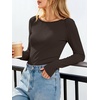 image:imageANRABESS Womens Long Sleeve Boat Neck Fitted Tops  Ribbed Slim Fit Basic Shirts Soft Stretchy Breathable Layer Tee Fall Winter Casual Work Travel Vacation Everyday WearCoffee