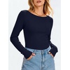 image:imageANRABESS Womens Long Sleeve Boat Neck Fitted Tops  Ribbed Slim Fit Basic Shirts Soft Stretchy Breathable Layer Tee Fall Winter Casual Work Travel Vacation Everyday WearNavy Blue