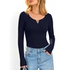 image:imageANRABESS Womens Long Sleeve Scoop Neck V Notch Tops  Ribbed Knit Slim Fit Shirts Comfy Soft Stretch Breathable Tee Basic Casual Daily Wear Work Travel Fall Winter Spring LayerNavy Blue