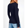 image:imageANRABESS Womens Long Sleeve Scoop Neck V Notch Tops  Ribbed Knit Slim Fit Shirts Comfy Soft Stretch Breathable Tee Basic Casual Daily Wear Work Travel Fall Winter Spring LayerNavy Blue