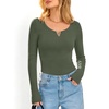 image:imageANRABESS Womens Long Sleeve Scoop Neck V Notch Tops  Ribbed Knit Slim Fit Shirts Comfy Soft Stretch Breathable Tee Basic Casual Daily Wear Work Travel Fall Winter Spring LayerArmy Green