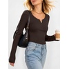 image:imageANRABESS Womens Long Sleeve Scoop Neck V Notch Tops  Ribbed Knit Slim Fit Shirts Comfy Soft Stretch Breathable Tee Basic Casual Daily Wear Work Travel Fall Winter Spring LayerCoffee