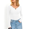 image:imageANRABESS Womens Long Sleeve Scoop Neck V Notch Tops  Ribbed Knit Slim Fit Shirts Comfy Soft Stretch Breathable Tee Basic Casual Daily Wear Work Travel Fall Winter Spring LayerWhite