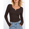 image:imageANRABESS Womens Long Sleeve Scoop Neck V Notch Tops  Ribbed Knit Slim Fit Shirts Comfy Soft Stretch Breathable Tee Basic Casual Daily Wear Work Travel Fall Winter Spring LayerCoffee