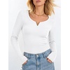 image:imageANRABESS Womens Long Sleeve Scoop Neck V Notch Tops  Ribbed Knit Slim Fit Shirts Comfy Soft Stretch Breathable Tee Basic Casual Daily Wear Work Travel Fall Winter Spring LayerWhite
