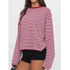 image:imageANRABESS Womens Long Sleeve Shirts Oversized Striped Tops  Soft Breathable LightweightLooseFit Crewneck TeeY2K Cute CasualWorkout School Preppy OutfitsFall Spring TransitionRed White Stripe