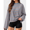 image:imageANRABESS Womens Long Sleeve Shirts Oversized Striped Tops  Soft Breathable LightweightLooseFit Crewneck TeeY2K Cute CasualWorkout School Preppy OutfitsFall Spring TransitionBlue Pink Stripe