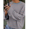 image:imageANRABESS Womens Long Sleeve Shirts Oversized Striped Tops  Soft Breathable LightweightLooseFit Crewneck TeeY2K Cute CasualWorkout School Preppy OutfitsFall Spring TransitionBlue Pink Stripe