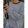image:imageANRABESS Womens Long Sleeve Shirts Oversized Striped Tops  Soft Breathable LightweightLooseFit Crewneck TeeY2K Cute CasualWorkout School Preppy OutfitsFall Spring TransitionNavy Blue White Stripe