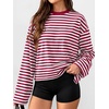 image:imageANRABESS Womens Long Sleeve Shirts Oversized Striped Tops  Soft Breathable LightweightLooseFit Crewneck TeeY2K Cute CasualWorkout School Preppy OutfitsFall Spring TransitionRed White Stripe