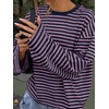 image:imageANRABESS Womens Long Sleeve Shirts Oversized Striped Tops  Soft Breathable LightweightLooseFit Crewneck TeeY2K Cute CasualWorkout School Preppy OutfitsFall Spring TransitionPurple Navy Blue Stripe
