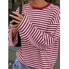 image:imageANRABESS Womens Long Sleeve Shirts Oversized Striped Tops  Soft Breathable LightweightLooseFit Crewneck TeeY2K Cute CasualWorkout School Preppy OutfitsFall Spring TransitionRed White Stripe