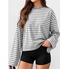 image:imageANRABESS Womens Long Sleeve Shirts Oversized Striped Tops  Soft Breathable LightweightLooseFit Crewneck TeeY2K Cute CasualWorkout School Preppy OutfitsFall Spring TransitionGrey White Stripe