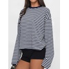 image:imageANRABESS Womens Long Sleeve Shirts Oversized Striped Tops  Soft Breathable LightweightLooseFit Crewneck TeeY2K Cute CasualWorkout School Preppy OutfitsFall Spring TransitionNavy Blue White Stripe