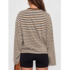 image:imageANRABESS Womens Long Sleeve Shirts Oversized Striped Tops  Soft Breathable LightweightLooseFit Crewneck TeeY2K Cute CasualWorkout School Preppy OutfitsFall Spring TransitionBrown White Stripe