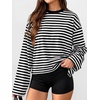 image:imageANRABESS Womens Long Sleeve Shirts Oversized Striped Tops  Soft Breathable LightweightLooseFit Crewneck TeeY2K Cute CasualWorkout School Preppy OutfitsFall Spring TransitionBlack White Stripe