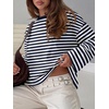 image:imageANRABESS Womens Long Sleeve Shirts Oversized Striped Tops  Soft Breathable LightweightLooseFit Crewneck TeeY2K Cute CasualWorkout School Preppy OutfitsFall Spring TransitionNavy Blue White Stripe