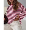 image:imageANRABESS Womens Long Sleeve Shirts Oversized Striped Tops  Soft Breathable LightweightLooseFit Crewneck TeeY2K Cute CasualWorkout School Preppy OutfitsFall Spring TransitionRed White Stripe