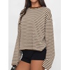 image:imageANRABESS Womens Long Sleeve Shirts Oversized Striped Tops  Soft Breathable LightweightLooseFit Crewneck TeeY2K Cute CasualWorkout School Preppy OutfitsFall Spring TransitionBrown White Stripe