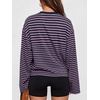 image:imageANRABESS Womens Long Sleeve Shirts Oversized Striped Tops  Soft Breathable LightweightLooseFit Crewneck TeeY2K Cute CasualWorkout School Preppy OutfitsFall Spring TransitionPurple Navy Blue Stripe
