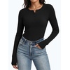 image:imageANRABESS Womens Long Sleeve Shirts Ribbed Henley Top  Slim Fitted Tee Soft Comfy Business Casual 0ffice Work Outfits Going Out Daily Wear Fall Spring Transition ClothingBlack