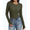 image:imageANRABESS Womens Long Sleeve Shirts Ribbed Henley Top  Slim Fitted Tee Soft Comfy Business Casual 0ffice Work Outfits Going Out Daily Wear Fall Spring Transition ClothingArmy Green