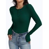image:imageANRABESS Womens Long Sleeve Shirts Ribbed Henley Top  Slim Fitted Tee Soft Comfy Business Casual 0ffice Work Outfits Going Out Daily Wear Fall Spring Transition ClothingDeep Green