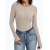 image:imageANRABESS Womens Long Sleeve Shirts Ribbed Henley Top  Slim Fitted Tee Soft Comfy Business Casual 0ffice Work Outfits Going Out Daily Wear Fall Spring Transition ClothingParchment