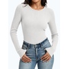 image:imageANRABESS Womens Long Sleeve Shirts Ribbed Henley Top  Slim Fitted Tee Soft Comfy Business Casual 0ffice Work Outfits Going Out Daily Wear Fall Spring Transition ClothingWhite