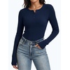 image:imageANRABESS Womens Long Sleeve Shirts Ribbed Henley Top  Slim Fitted Tee Soft Comfy Business Casual 0ffice Work Outfits Going Out Daily Wear Fall Spring Transition ClothingNavy Blue