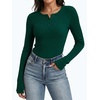 image:imageANRABESS Womens Long Sleeve Shirts Ribbed Henley Top  Slim Fitted Tee Soft Comfy Business Casual 0ffice Work Outfits Going Out Daily Wear Fall Spring Transition ClothingDeep Green