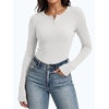 image:imageANRABESS Womens Long Sleeve Shirts Ribbed Henley Top  Slim Fitted Tee Soft Comfy Business Casual 0ffice Work Outfits Going Out Daily Wear Fall Spring Transition ClothingWhite