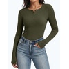 image:imageANRABESS Womens Long Sleeve Shirts Ribbed Henley Top  Slim Fitted Tee Soft Comfy Business Casual 0ffice Work Outfits Going Out Daily Wear Fall Spring Transition ClothingArmy Green