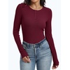image:imageANRABESS Womens Long Sleeve Shirts Ribbed Henley Top  Slim Fitted Tee Soft Comfy Business Casual 0ffice Work Outfits Going Out Daily Wear Fall Spring Transition ClothingBurgundy