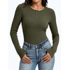 image:imageANRABESS Womens Long Sleeve Shirts Ribbed Henley Top  Slim Fitted Tee Soft Comfy Business Casual 0ffice Work Outfits Going Out Daily Wear Fall Spring Transition ClothingArmy Green