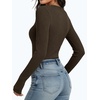 image:imageANRABESS Womens Long Sleeve Shirts Ribbed Henley Top  Slim Fitted Tee Soft Comfy Business Casual 0ffice Work Outfits Going Out Daily Wear Fall Spring Transition ClothingCoffee